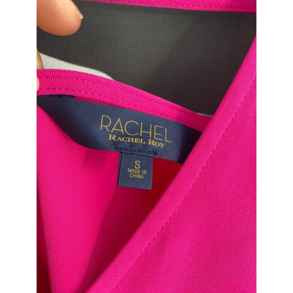 Rachel Roy NWT Rachel Kaylee Top Double V Neck Back Tie Long Sleeves Pink S New - Picture 6 of 10